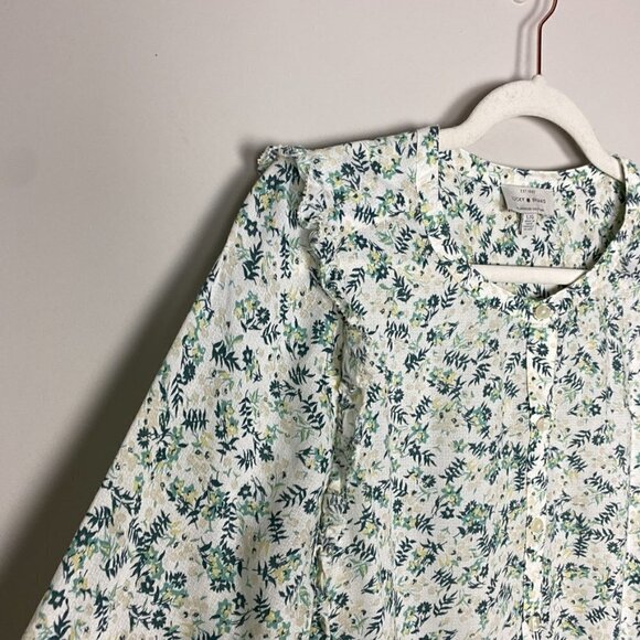 Lucky Brand Floral Long Sleeve Button Up Blouse Peasant Ruffle - Picture 3 of 8